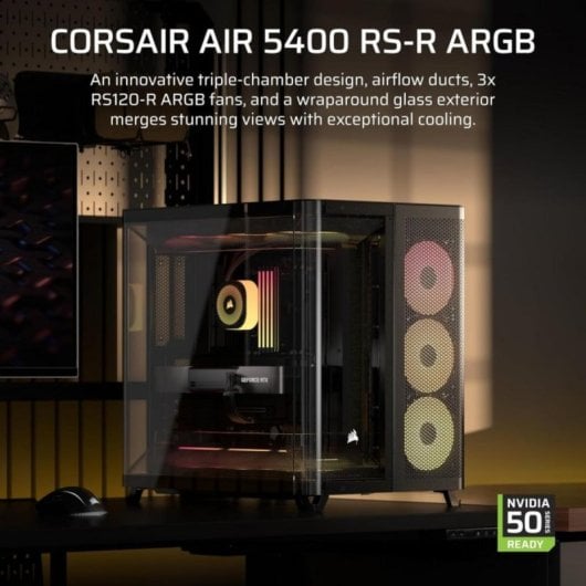 Boîtier Corsair AIR 5400 RS-R ARGB Verre Trempé Triple Chambre Noir