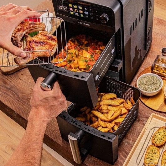 Fritadeira de ar Cecotec Cecofry DuoLevel 10000 10L 2400W dupla cubeta racks Sync