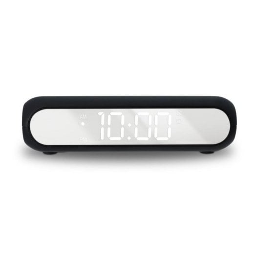 Despertador LED efecto espejo Soft Touch con carga inalámbrica 10W, doble alarma y puerto USB