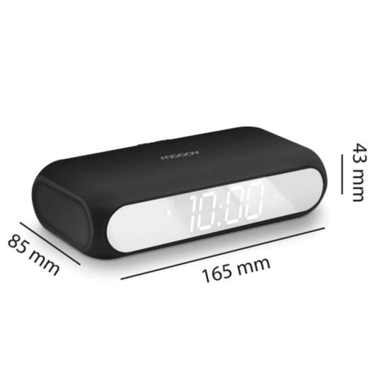 Despertador LED efecto espejo Soft Touch con carga inalámbrica 10W, doble alarma y puerto USB