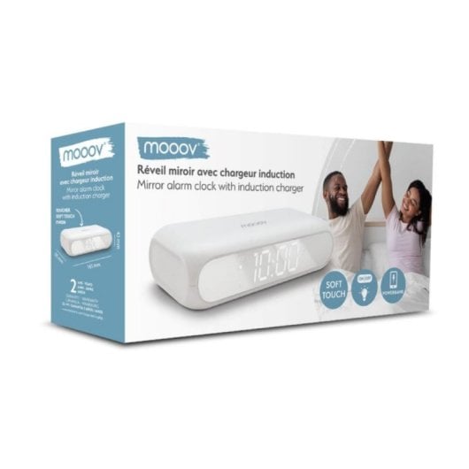 Despertador LED Efecto Espejo con Carga Inalámbrica 10W, 2 Alarmas y Puerto USB-A