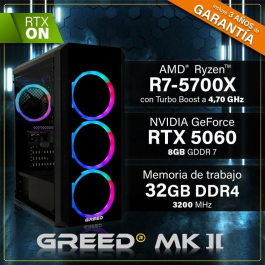 GREED MK2 AMD Ryzen 7 5700X 32GB 1TB SSD RTX 5060 Windows 11 Pro
