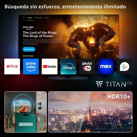 TV Philips QLED 43" 4K Ambilight Smart TV Titan OS Dolby Atmos HDR10+