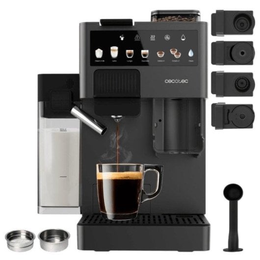 Cafeteira Multicápsulas Cecotec Freestyle Grind & Latte 1,6L 20 bares com moinho e depósito de leite