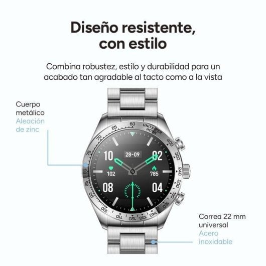 Ksix Elite Bluetooth 46mm AMOLED Acciaio Inossidabile Autonomia 7 Giorni IP67 SpO2 Cardiofrequenzimetro Monitor Sonno