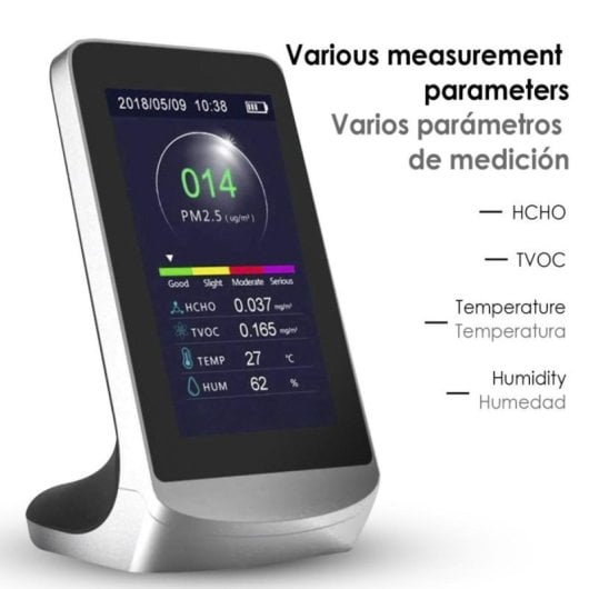 Monitor de Qualidade de Ar Multifuncional LCD interior PM2.5/PM10/HCHO/TVOC