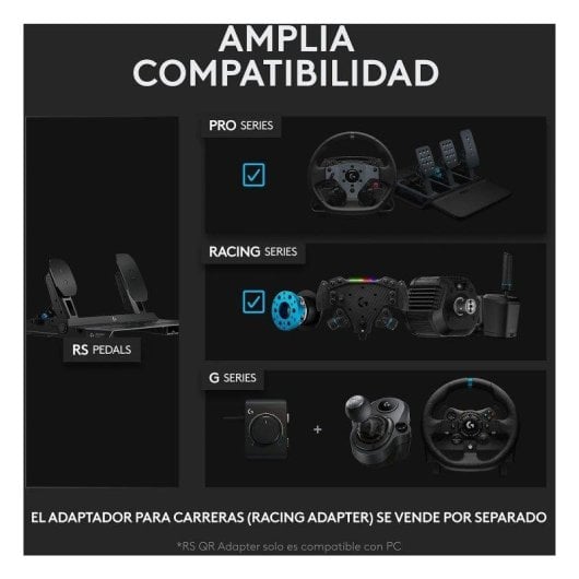Pedal Logitech RS Pedals PRO freno Loadcell 75kg estructura acero USB PC