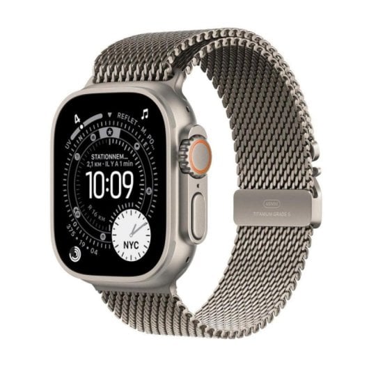 Apple Watch Ultra 3 GPS Cellular 49mm OLED Titane Naturel S 5G Étanche 10ATM SpO2 Pulsomètre