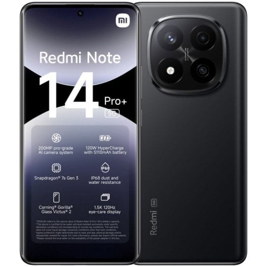 Xiaomi Redmi Note 14 Pro Plus 5G 8/256GB Negro Medianoche Libre Versión Importada Europea