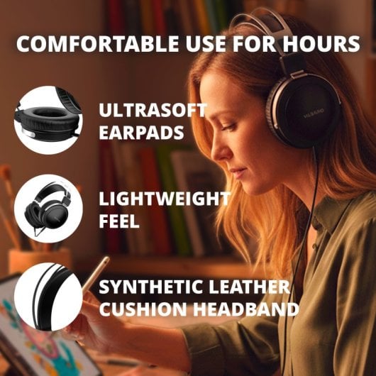 Auriculares Vulkkano HC10 Turia con cable Jack 3,5 mm para estudio y DJ, drivers 50 mm, negros