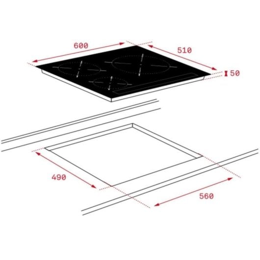 Placa de inducción Teka IZC63018MSSBK 3 zonas 5900 W Touch Control bisel frontal