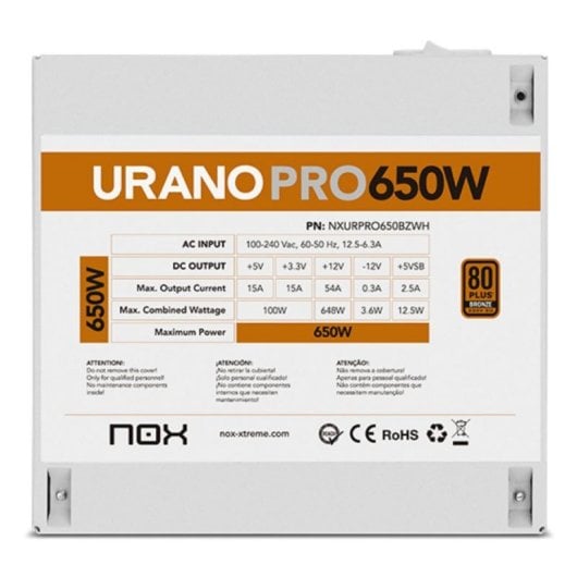 NOX Urano PRO White Fonte de Alimentação 650W 80 PLUS Bronze