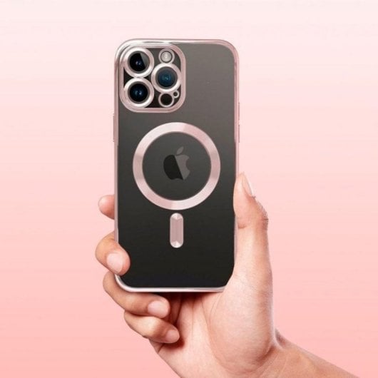 Cool Funda Magnética Transparente con Borde Rosa para Galaxy S25 FE