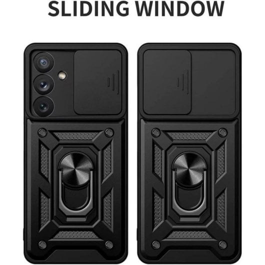 Funda para móvil Cool Hard Ring Ultrarresistente PC TPU Aluminio Negra con Anillo y Imán para iPhone Air