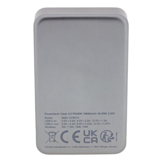 Power Bank PATONA 9992 10000 mAh Polímero de litio Carga Rápida Negro