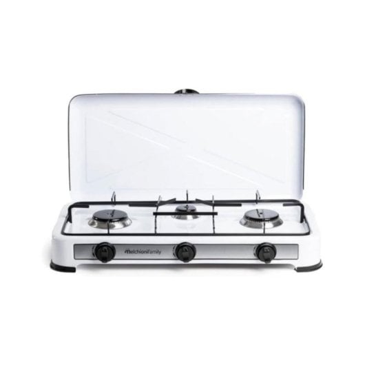 Hornillo a gas Melchioni Family Minerva New 3 portátil 3 quemadores blanco exterior