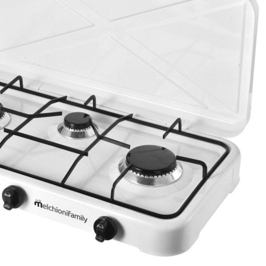 Hornillo a gas Melchioni Family Minerva New 3 portátil 3 quemadores blanco exterior
