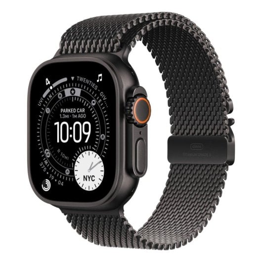 Cinturino Apple MGHU4ZM/A Titanio Milanese Loop Compatibile Watch 44 45 46 49mm Nero