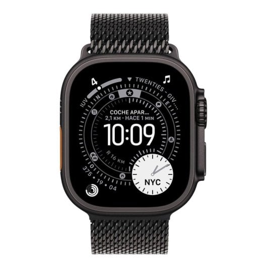 Cinturino Apple MGHU4ZM/A Titanio Milanese Loop Compatibile Watch 44 45 46 49mm Nero