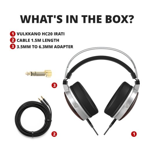 Kopfhörer Vulkkano HC20 Irati kabelgebunden Over-Ear Studio Holz, 50 mm Treiber, Braun