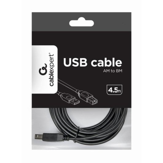USB-Kabel Gembird USB2-AB-15 Goldbeschichtet 4,5m, A/B Male/Male, Schwarz