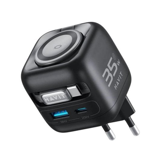 Cargador GaN Havit UC250 A-EU 35W USB-C Inalámbrico Interior Negro