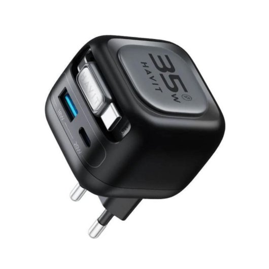 Cargador GaN Havit UC250 A-EU 35W USB-C Inalámbrico Interior Negro