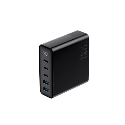 Ladegerät Havit 6939119068417 GaN 140W 3x USB-C 2x USB-A Schnellladung Schwarz
