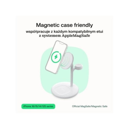 Chargeur sans fil voiture Green Cell MSST-GC-3IN1-W MagSafe triple charge blanc