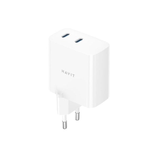 Cargador Havit UC45 GaN 45W Blanco 2x USB-C PPS Carga Rápida