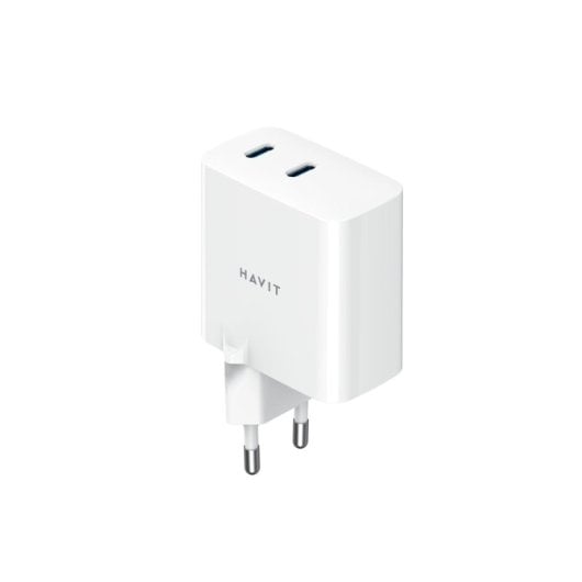 Cargador Havit UC45 GaN 45W Blanco 2x USB-C PPS Carga Rápida