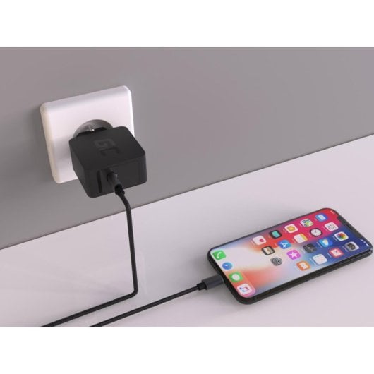 Carregador Green Cell CHAR07 Type-C 18W Universal Proteção AC Preto