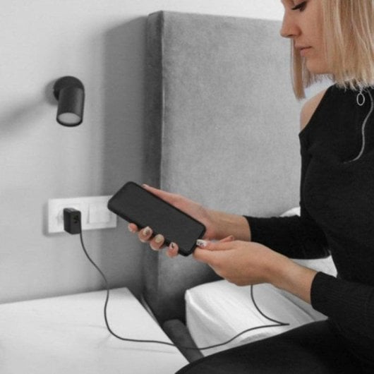 Qoltec Cargador PD Superrápido 1xUSB-C 1xUSB-A 65W Preto