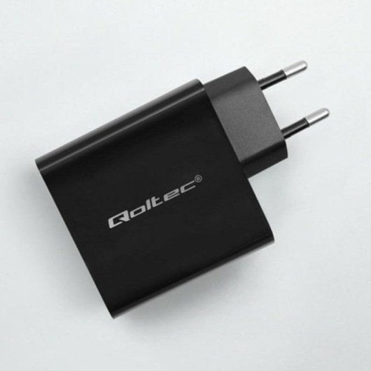 Qoltec Cargador PD Superrápido 1xUSB-C 1xUSB-A 65W Preto