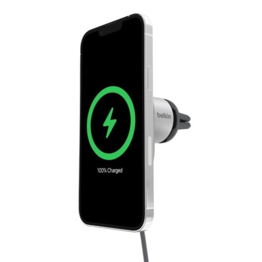 Chargeur voiture Belkin BoostCharge Pro sans fil MagSafe 15W USB-C 1,5 m argent/blanc