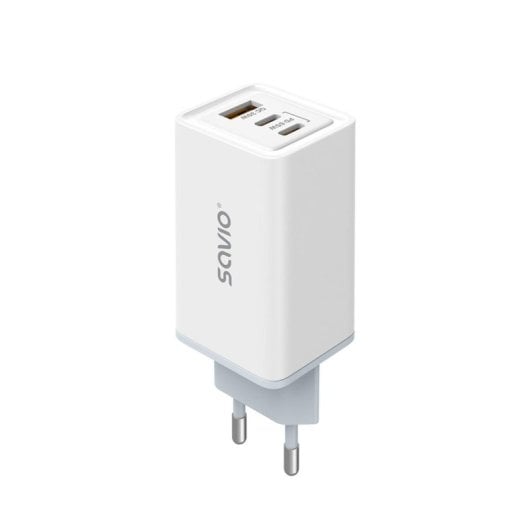 Carregador de Parede Savio LA-07 GaN 65W USB-A 2x USB-C Branco