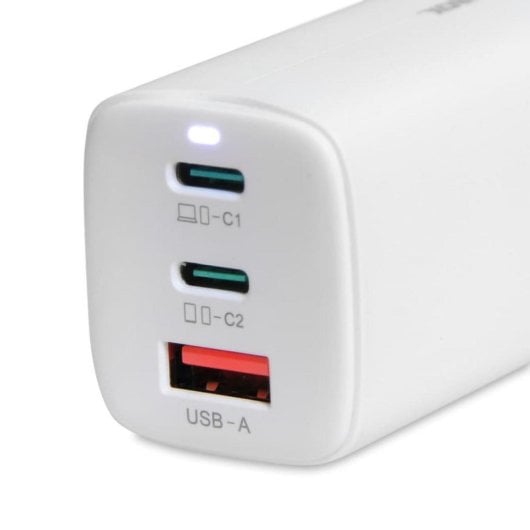 Carregador iBox ILUC65W 65W 2x USB-C 1x USB-A Carregamento Rápido Branco