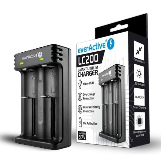 Carregador Everactive LC200 USB para Baterias AA AAA Li-Ion Proteção Avançada
