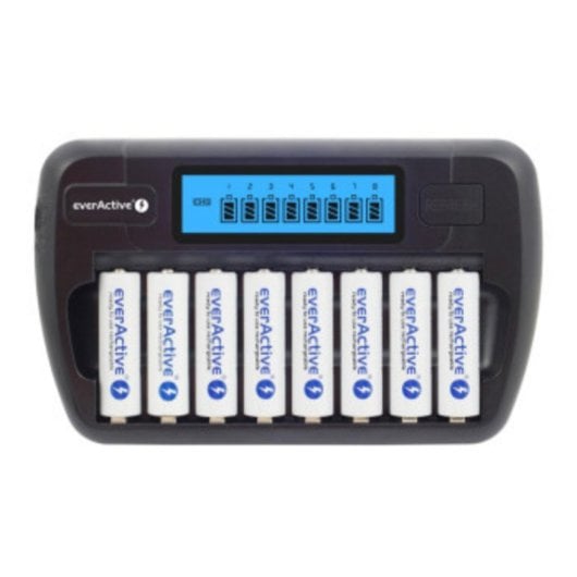 Carregador de Pilhas Everactive NC-800 AA NiMH Ecrã LCD Preto 8 Unidades