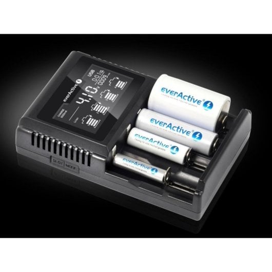 Carregador Everactive UC-4000 Multi-químico 12V 3A Ecrã AA AAA Preto