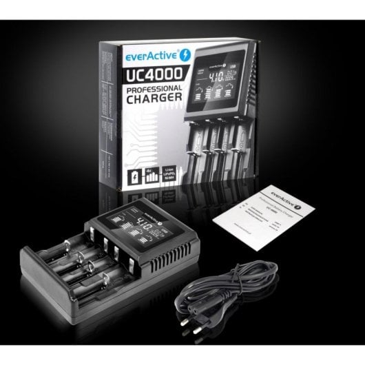 Carregador Everactive UC-4000 Multi-químico 12V 3A Ecrã AA AAA Preto