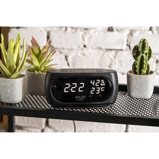 Wecker Adler AD 1186 Digital LED Schwarz Kalender Thermometer AC