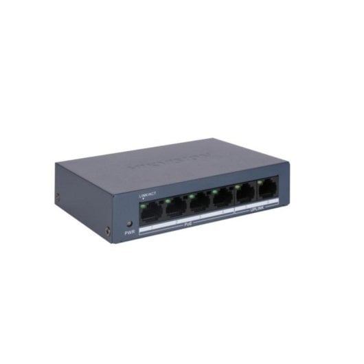 Switch Hikvision DS-XS0106-P Fast Ethernet 4 PoE 2 Uplink Montaje Pared