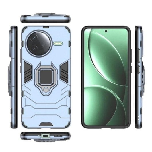 Funda para móvil Max Power Digital Anillo Soporte Silicona TPU Azul Antigolpes para Xiaomi Poco F7 Pro