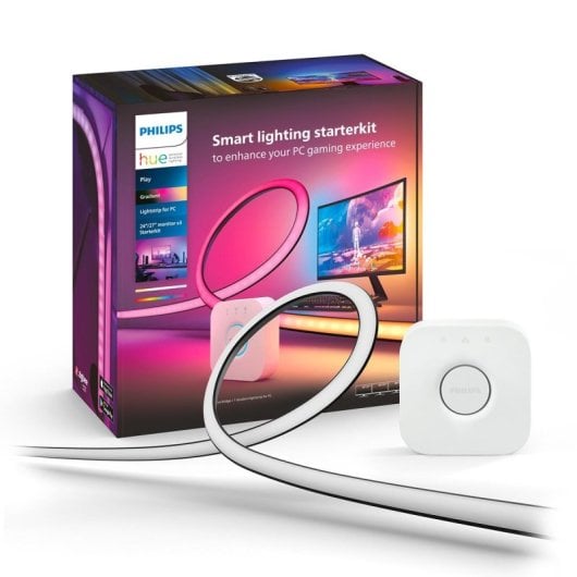 Bande lumineuse Philips Hue Play Gradient Lightstrip PC RGB Zigbee Bluetooth Noir 187,5 cm