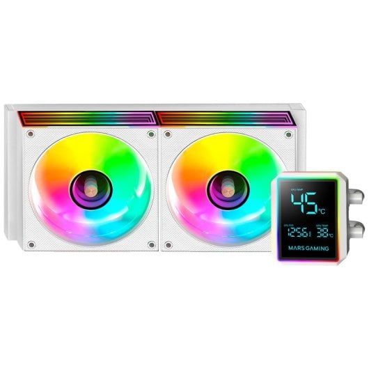 Mars Gaming ML-LCDPRO240 AIO Flüssigkeitskühlung 500W TDP Pumpe 4. Generation 2× Lüfter Weiß