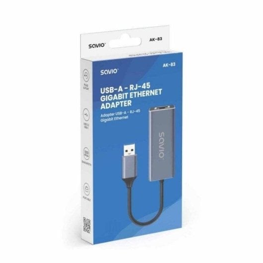 Savio AK-83 Adattatore USB-A a Gigabit Ethernet 1000 Mbps Plug and Play
