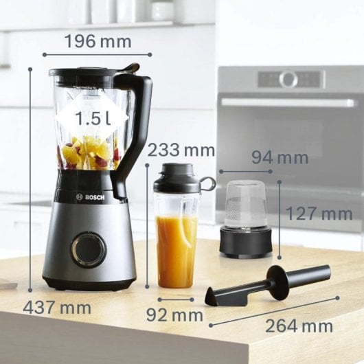 Batidora de vaso Bosch Serie 4 MMB6177S 1,5L 1200W acero inoxidable picahielos