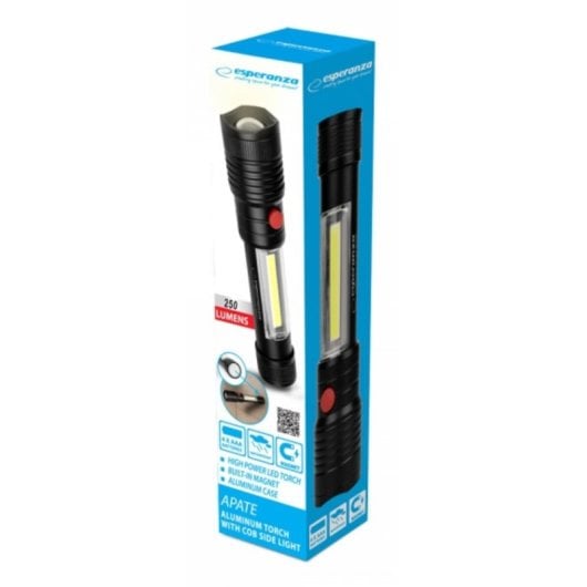Taschenlampe Esperanza Apate Schwarz LED 2 Lampen 3 W Wasserdicht Zoom