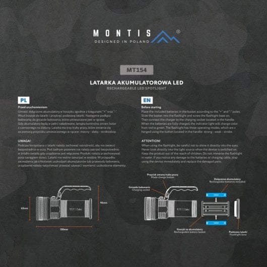 Handlampe Media-Tech Montis MT154 LED 5 W Aluminium Grau 4000 mAh Lithium-Ionen
